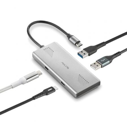 HUB 4 PUERTOS USB-C WONDERDUO-C GRIS NGS